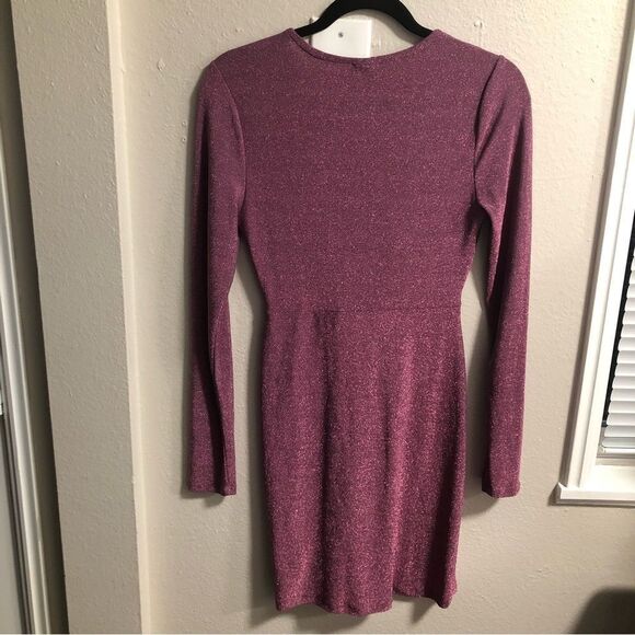 Wild Fable NWOT Pink Shimmer Bodycon Cut Out Lurex Dress MEDIUM - Picture 5 of 5